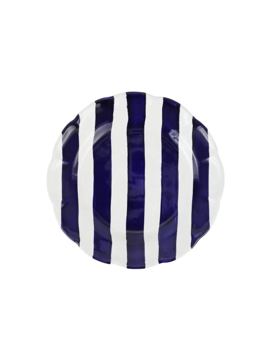 Салатная тарелка Amalfitana Stripe 8 дюймов VIETRI — изображение 1 из 3, синий