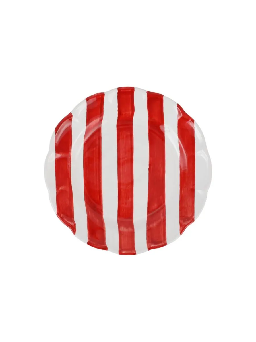 Салатная тарелка Amalfitana Stripe 8 дюймов VIETRI — изображение 1 из 3, красный
