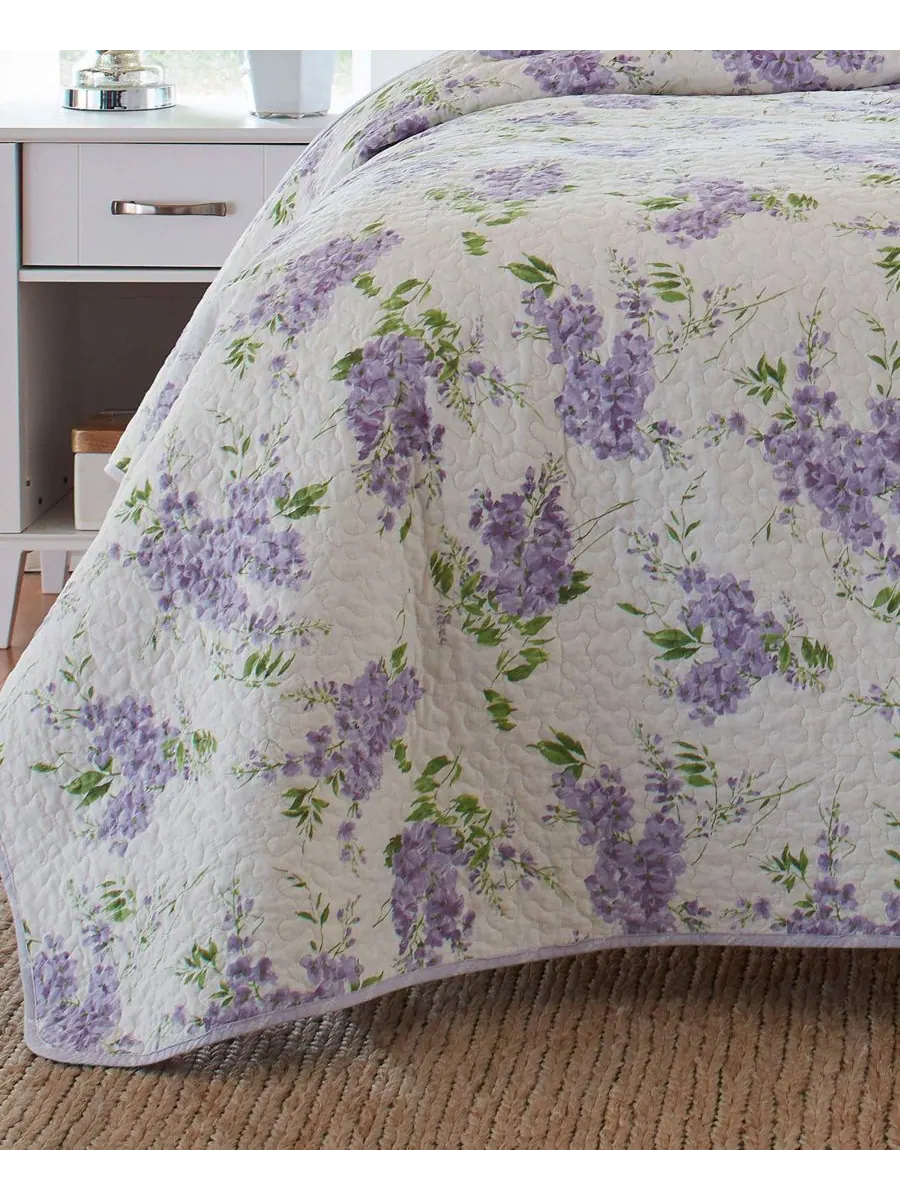 Комплект из двух двусторонних хлопковых стеганых одеял Keighley, размер Twin Laura Ashley — изображение 7 из 8, фиолетовый