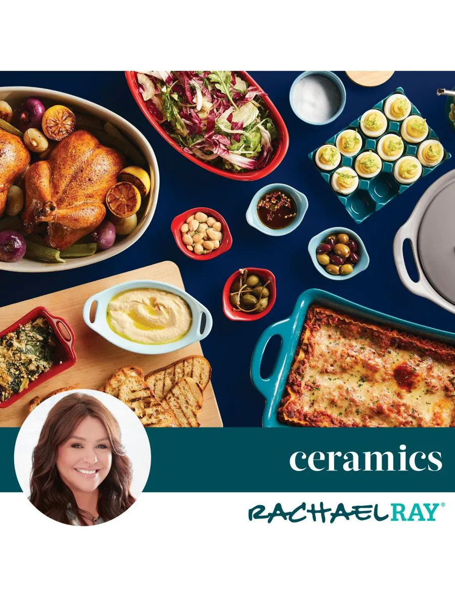 Набор из 4 круглых керамических формочек-подставок для запекания Rachael Ray — изображение 8 из 10, синий