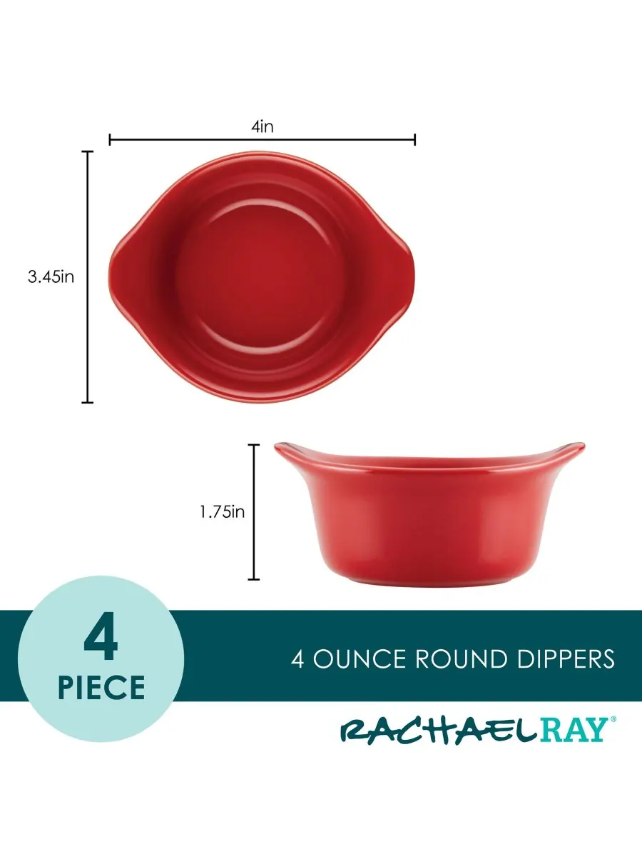 Набор из 4 круглых керамических формочек-подставок для запекания Rachael Ray — изображение 9 из 10, красный
