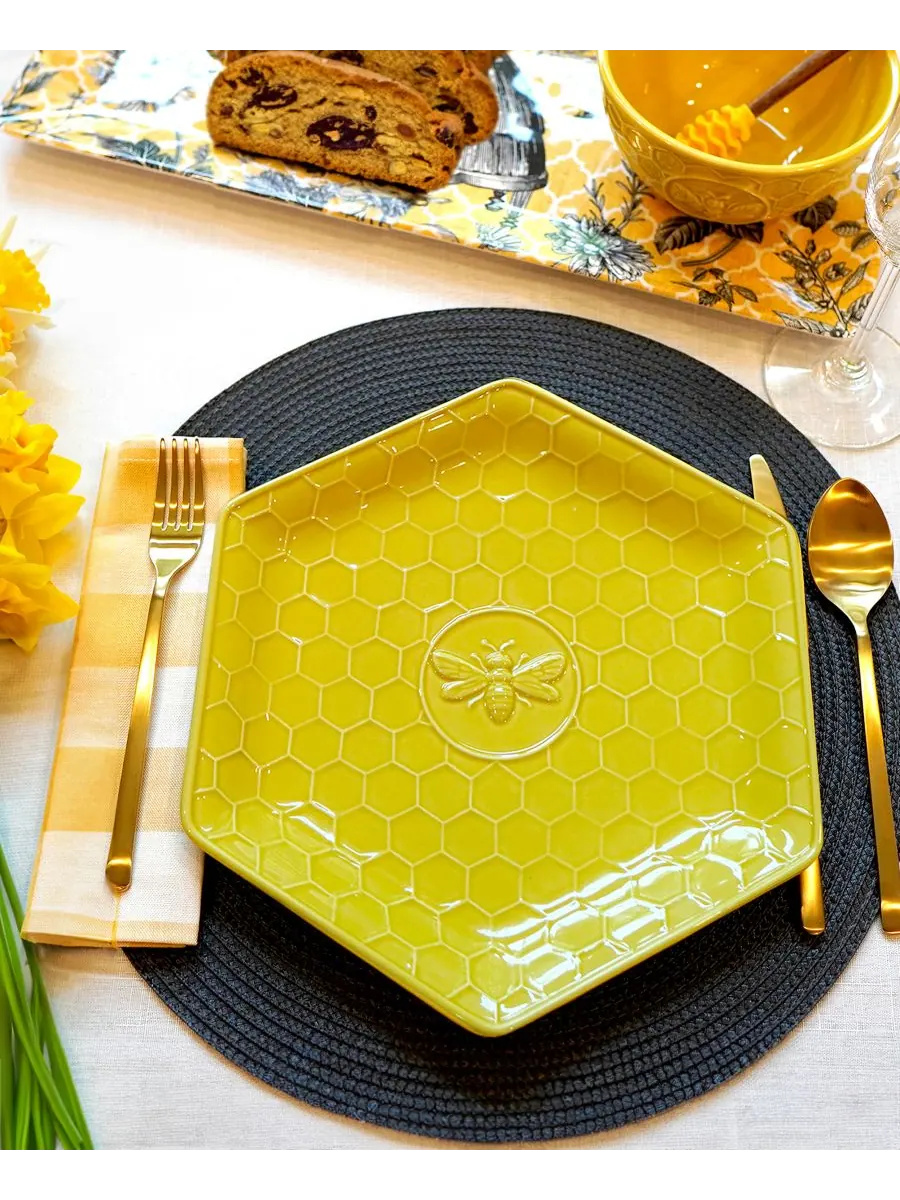 Набор из 4 обеденных тарелок French Bees Certified International — изображение 4 из 5, мульти
