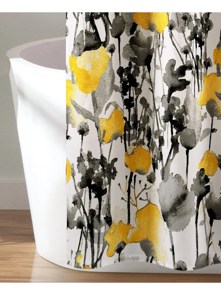 Занавеска для душа Zuri Flora, 72" x 72" Lush Décor — изображение 3 из 5, желтый