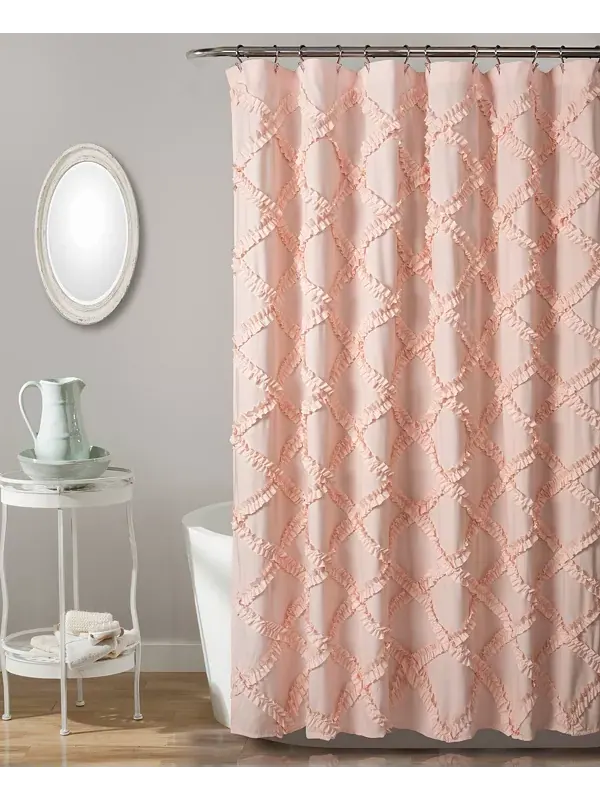 Занавеска для душа с ромбовидным узором, 72 x 72 дюйма Lush Décor — изображение 1 из 4, пудровый розовый
