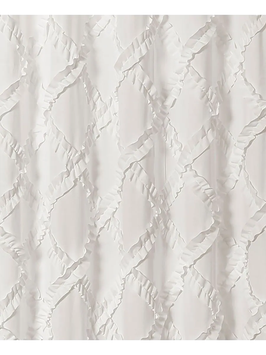 Шторка для душа с оборками и ромбовидным узором, 72 x 72 дюйма Lush Décor — изображение 3 из 4, белый