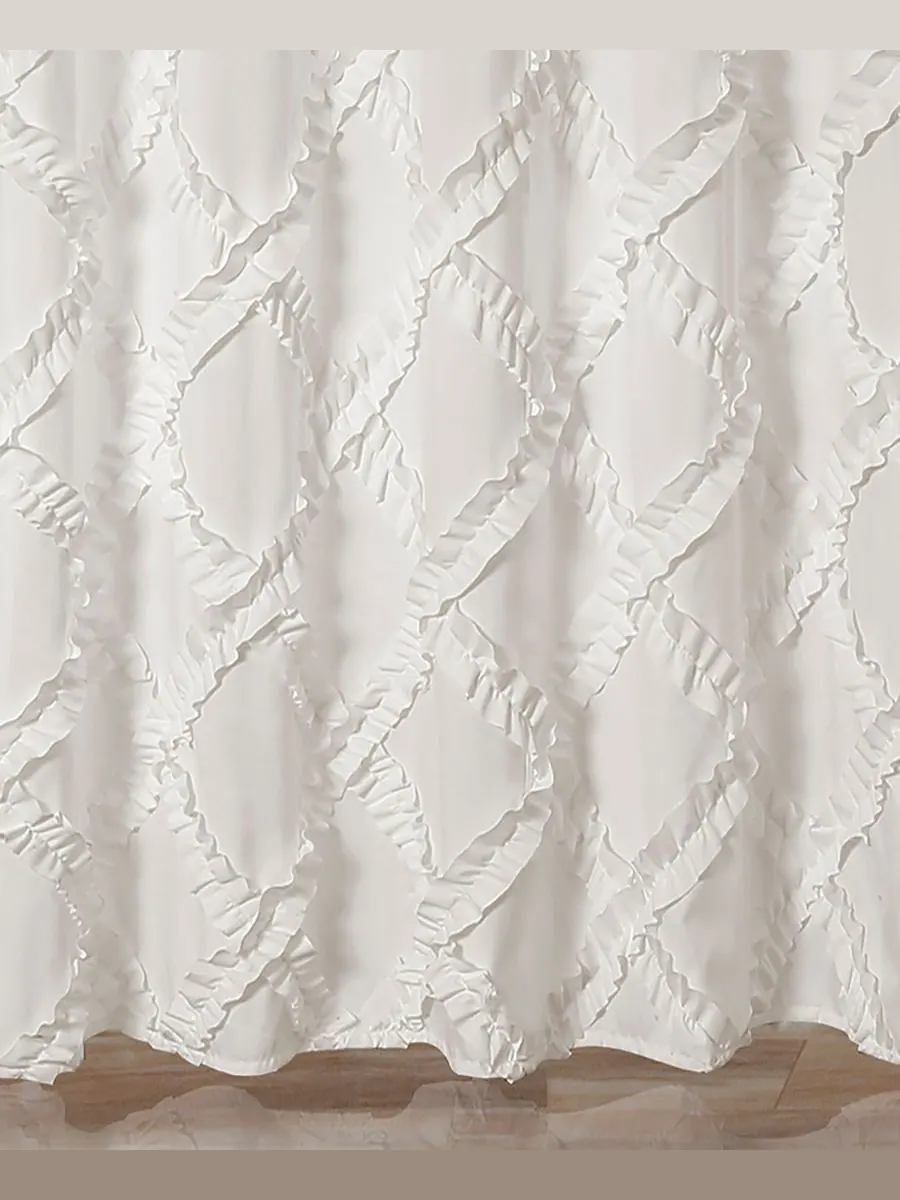 Шторка для душа с оборками и ромбовидным узором, 72 x 72 дюйма Lush Décor — изображение 4 из 4, белый