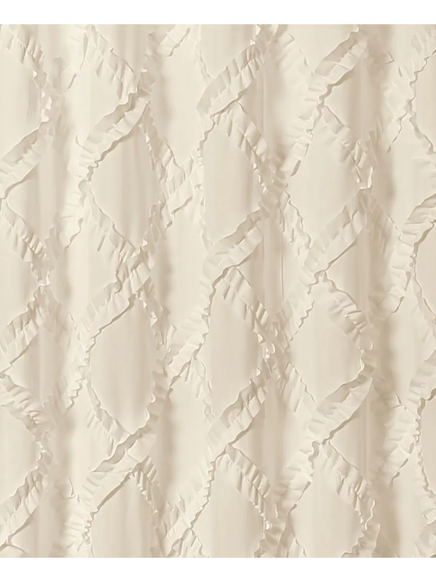 Шторка для душа с оборками и ромбовидным узором, 72 x 72 дюйма Lush Décor — изображение 3 из 4, белый