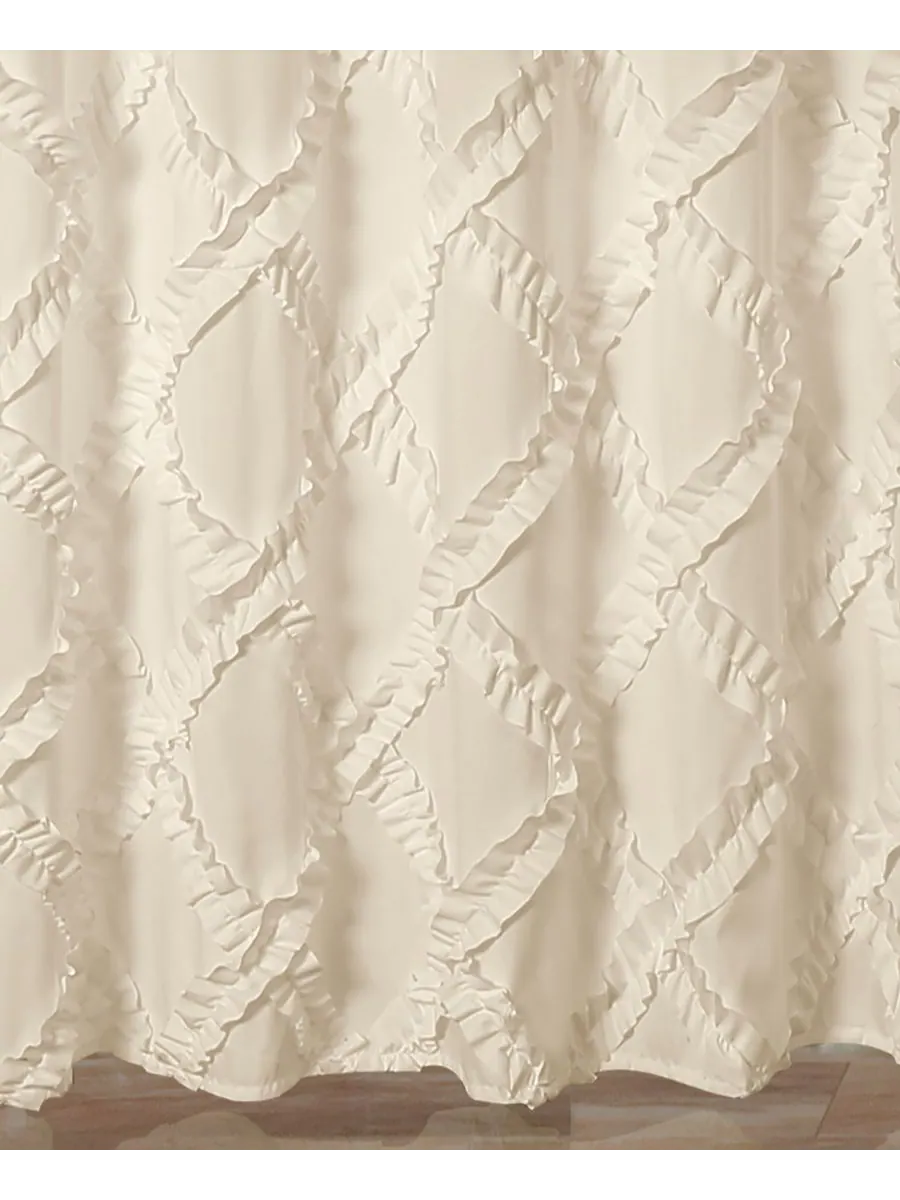 Шторка для душа с оборками и ромбовидным узором, 72 x 72 дюйма Lush Décor — изображение 4 из 4, белый