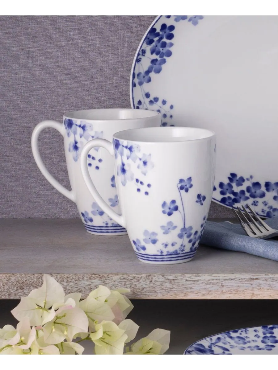 Набор из 4 кружек Bloomington Road (4,75 дюйма), сервиз на 4 персоны Noritake — изображение 8 из 10, синий