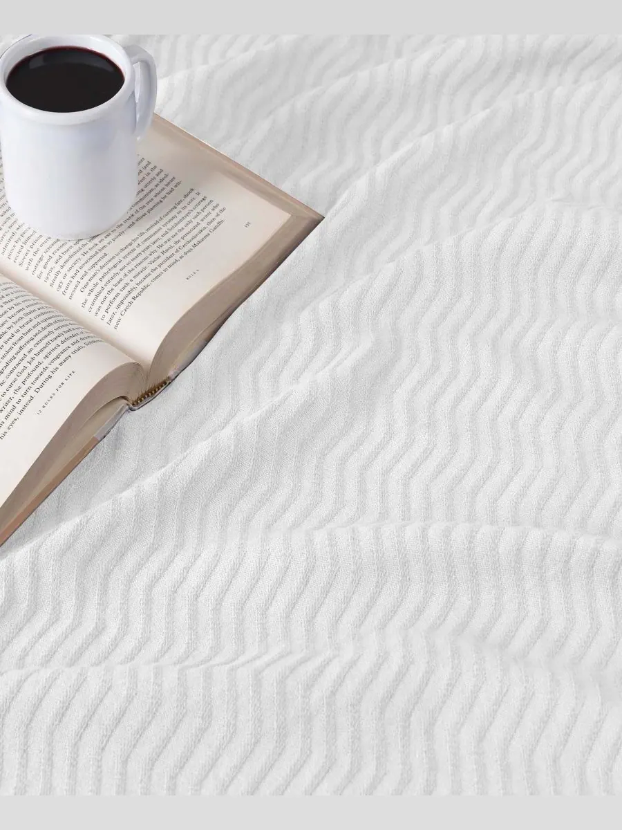 Легкое тканое одеяло Jena Cotton Textured Chevron, размер King Superior — изображение 5 из 7, белый