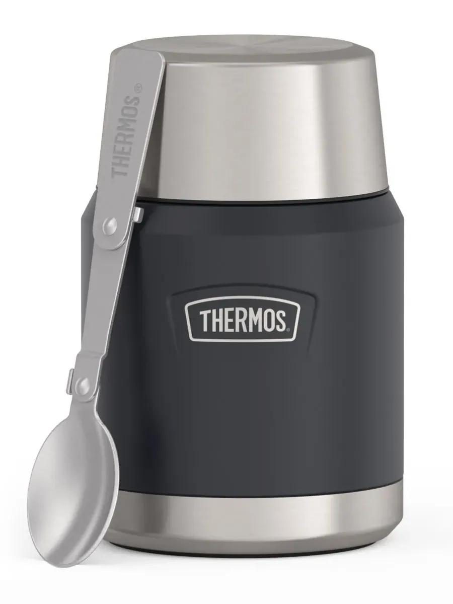 Контейнер для еды Icon Series объемом 473 мл с ложкой Thermos — изображение 3 из 7, серый