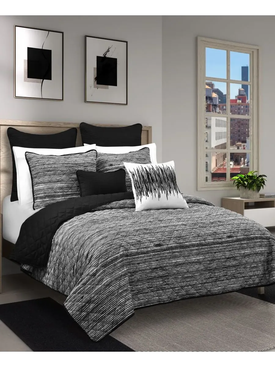 Комплекты стеганых одеял Dalton Sleek Stripe Royal Court — изображение 1 из 7, черный