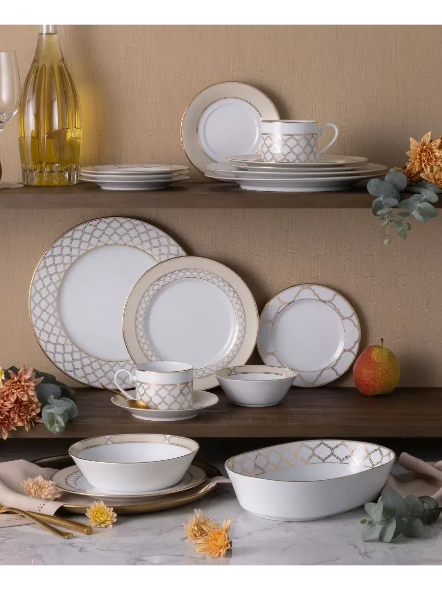 Набор из 4 салатниц Eternal Palace Gold, диаметр 21 см Noritake — изображение 14 из 14, белый золотистый