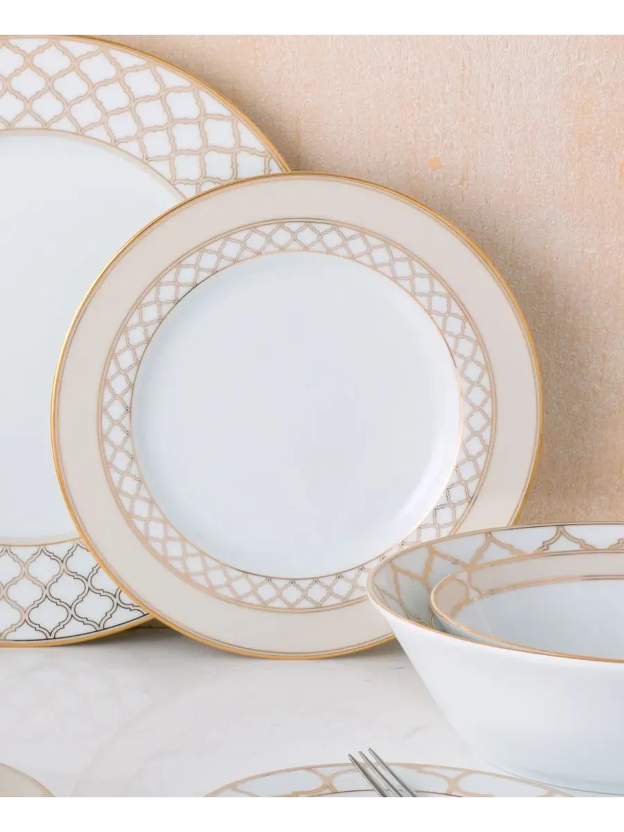 Набор из 4 салатниц Eternal Palace Gold, диаметр 21 см Noritake — изображение 4 из 14, белый золотистый