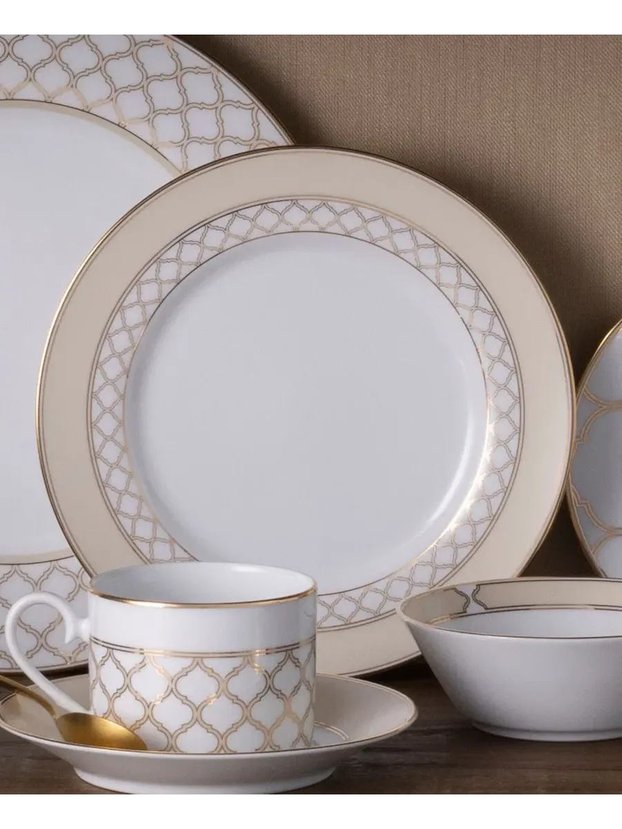 Набор из 4 салатниц Eternal Palace Gold, диаметр 21 см Noritake — изображение 9 из 14, белый золотистый