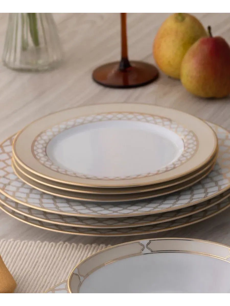 Набор из 4 салатниц Eternal Palace Gold, диаметр 21 см Noritake — изображение 10 из 14, белый золотистый
