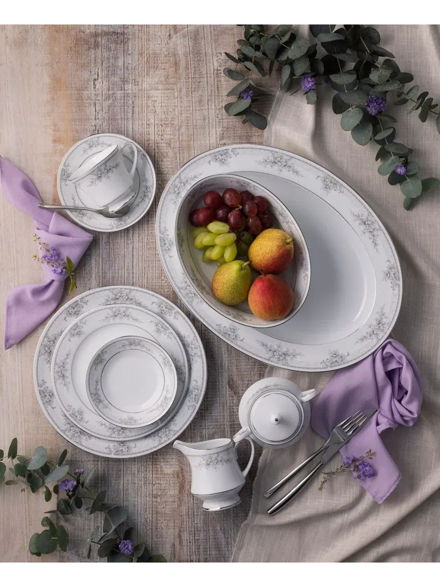 Набор из 4 салатниц Sweet Leilani, диаметр 21 см Noritake, платиновый — изображение 11 из 12, серебристый