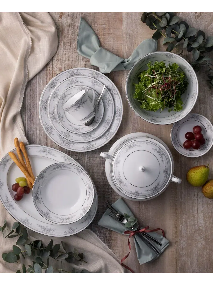 Набор из 4 салатниц Sweet Leilani, диаметр 21 см Noritake, платиновый — изображение 12 из 12, серебристый