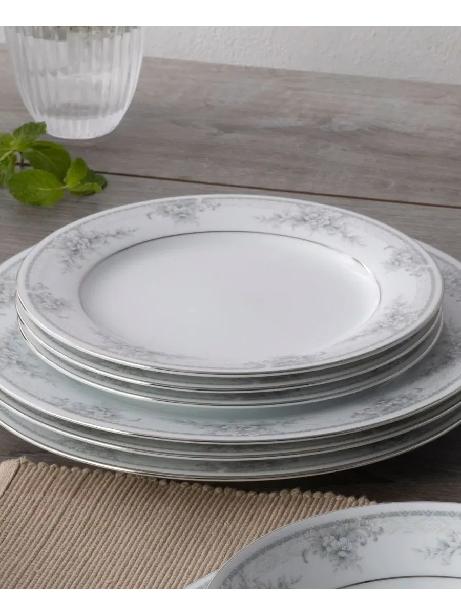 Набор из 4 салатниц Sweet Leilani, диаметр 21 см Noritake, платиновый — изображение 4 из 12, серебристый