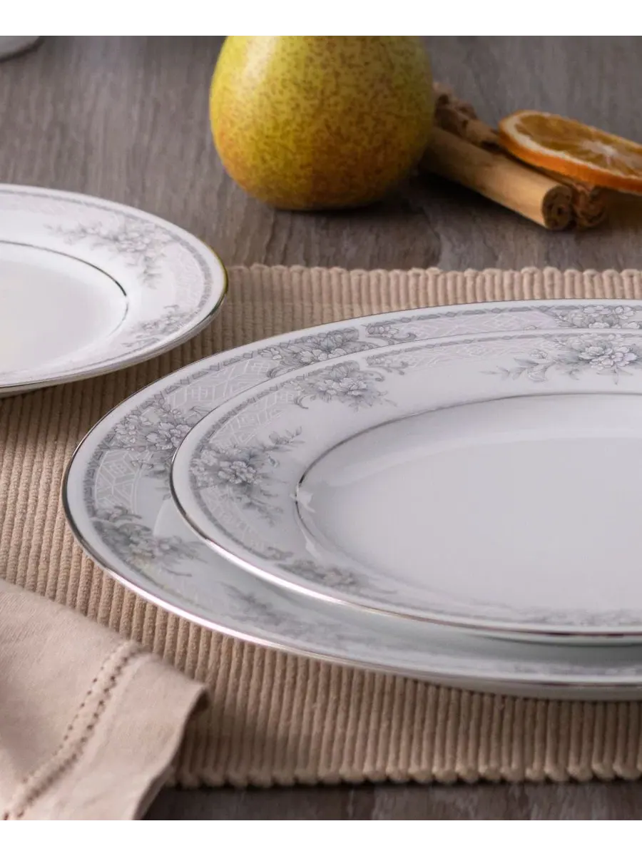 Набор из 4 салатниц Sweet Leilani, диаметр 21 см Noritake, платиновый — изображение 8 из 12, серебристый