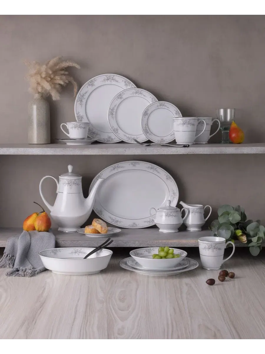 Набор из 4 салатниц Sweet Leilani, диаметр 21 см Noritake, платиновый — изображение 9 из 12, серебристый