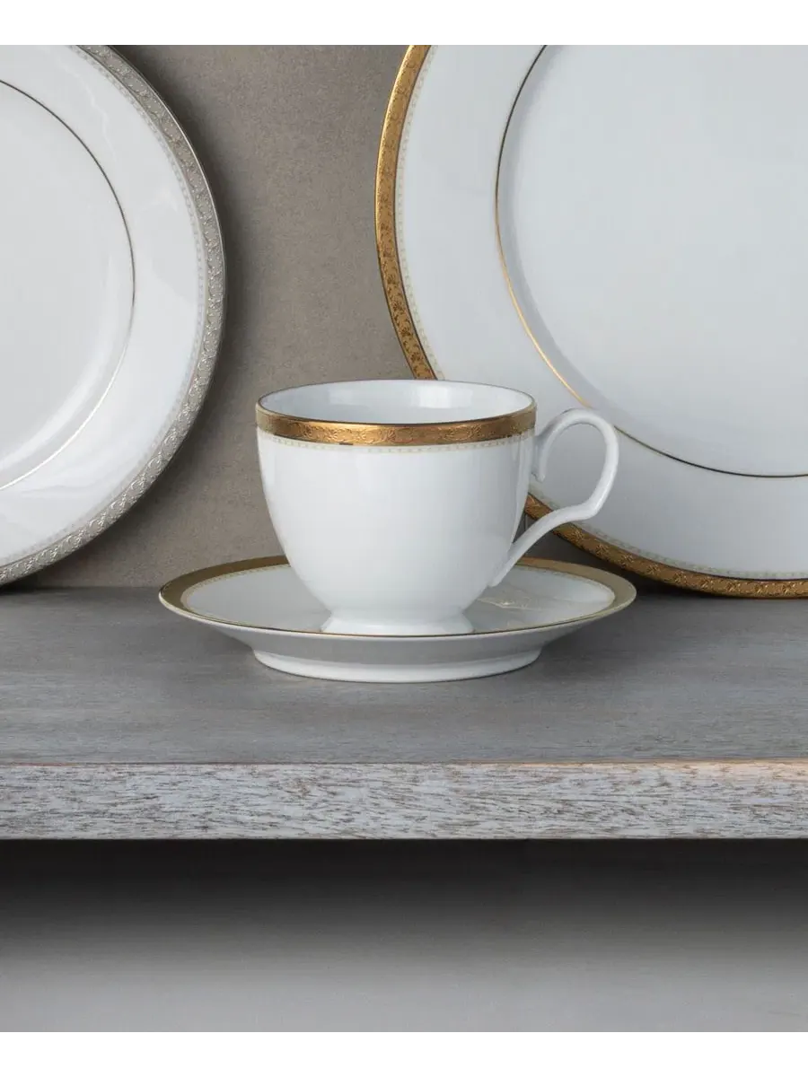 Набор из 4 блюдец Charlotta Gold (15 см), 4 персоны Noritake — изображение 5 из 9, золото