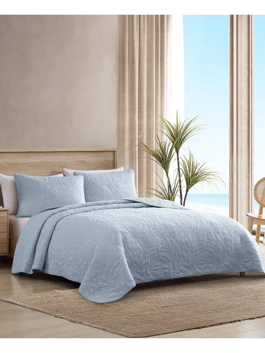 Двустороннее стеганое одеяло из хлопка Costa Sera, размер King Tommy Bahama Home — изображение 2 из 5, синий