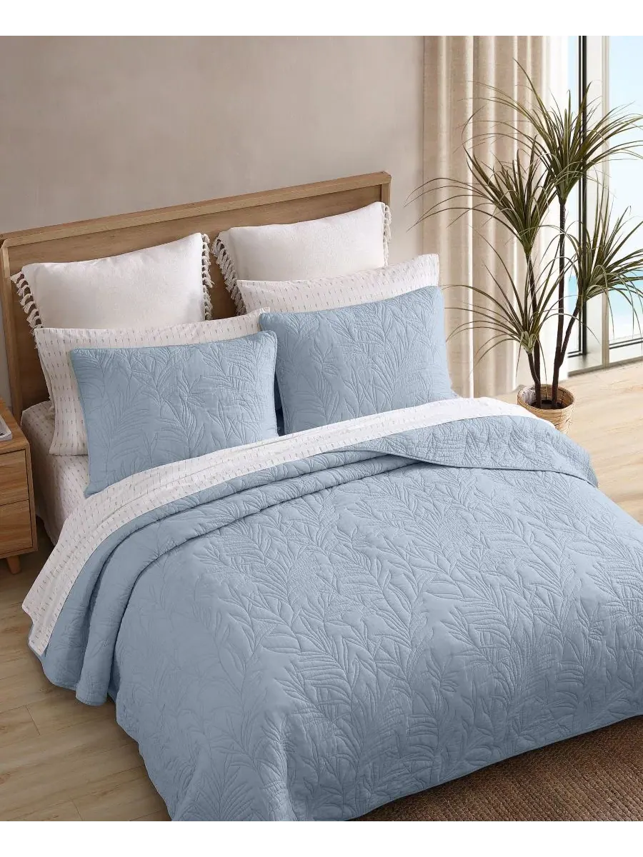 Двустороннее стеганое одеяло из хлопка Costa Sera, размер King Tommy Bahama Home — изображение 3 из 5, синий