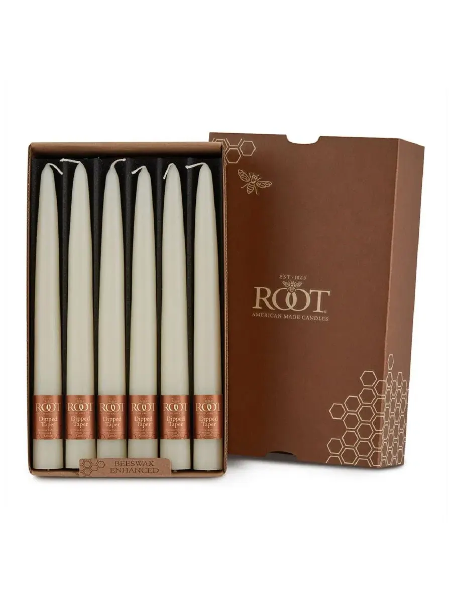 Набор свечей конусных 12 шт, 22,9 см ROOT CANDLES — белый