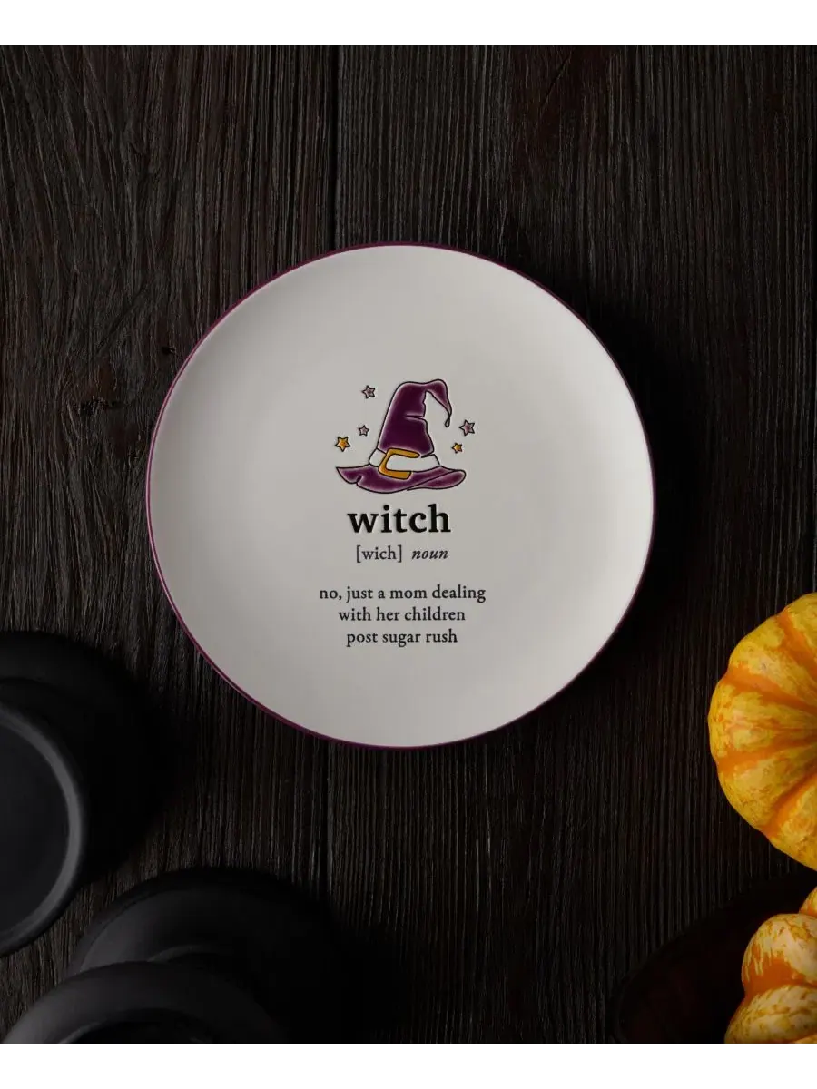 Набор из 4 тарелок для салата Halloween Words, керамические, 21 см Certified International — изображение 4 из 7, мульти