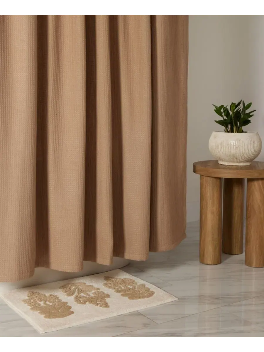 Шторка для ванной из вафельной ткани, 183 x 183 см, Mocha ienjoy Home — изображение 6 из 8, коричневый
