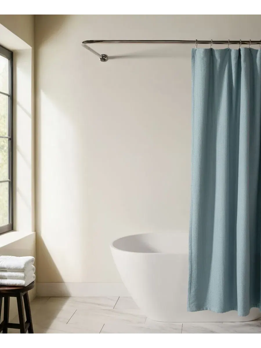 Шторка для ванной вафельная Light Blue, 183 x 183 см ienjoy Home — изображение 1 из 8, светлый синий