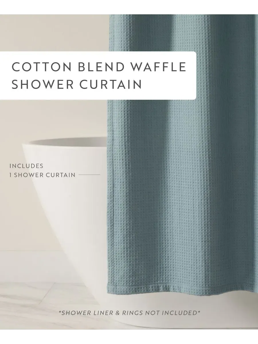 Шторка для ванной вафельная Light Blue, 183 x 183 см ienjoy Home — изображение 2 из 8, светлый синий