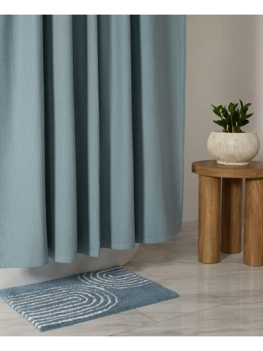 Шторка для ванной вафельная Light Blue, 183 x 183 см ienjoy Home — изображение 6 из 8, светлый синий