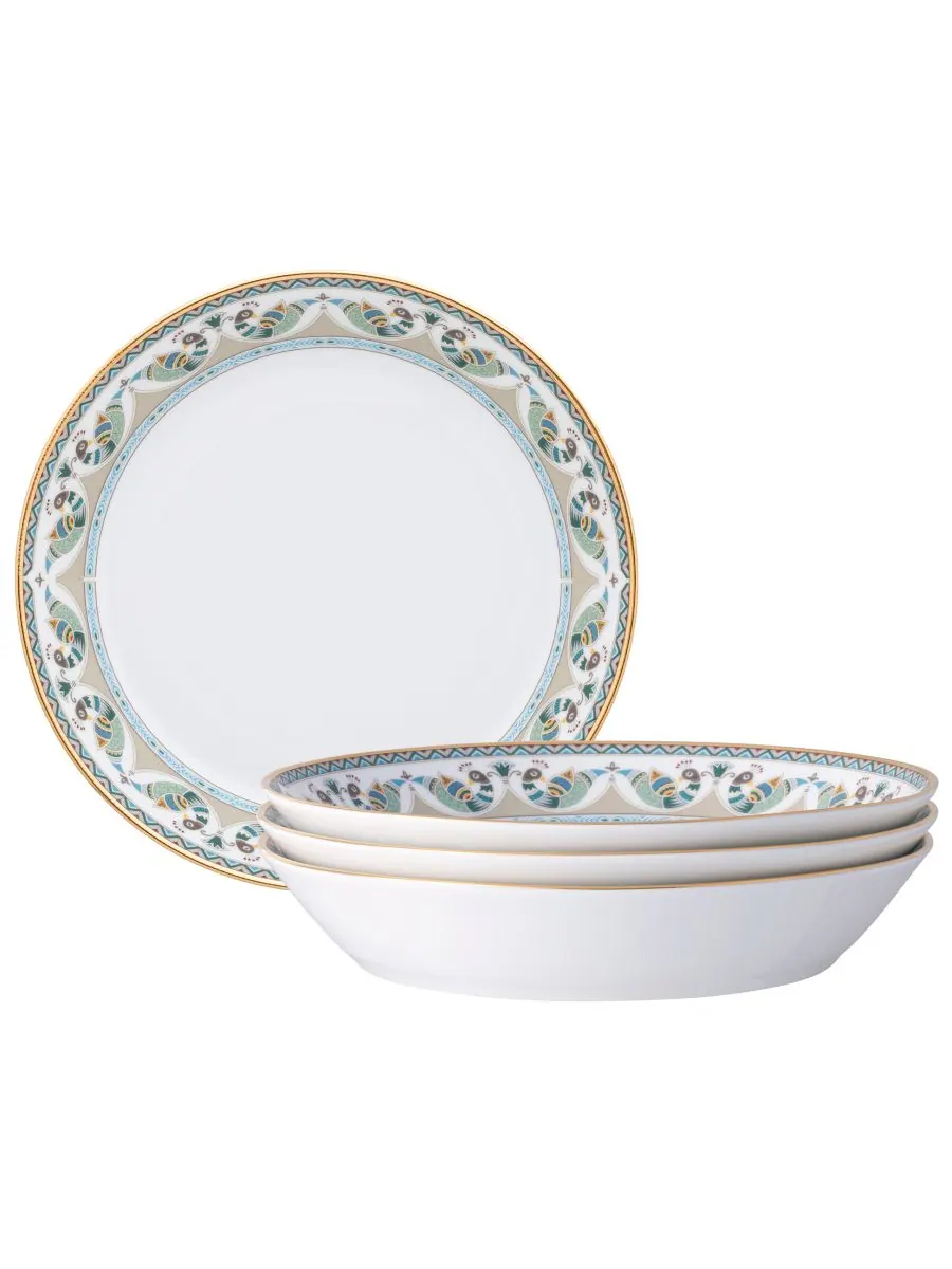 Набор из 4 обеденных тарелок Serene Garden Coupe, 9-3/4 дюйма, 43 унции Noritake — изображение 1 из 4, зеленый