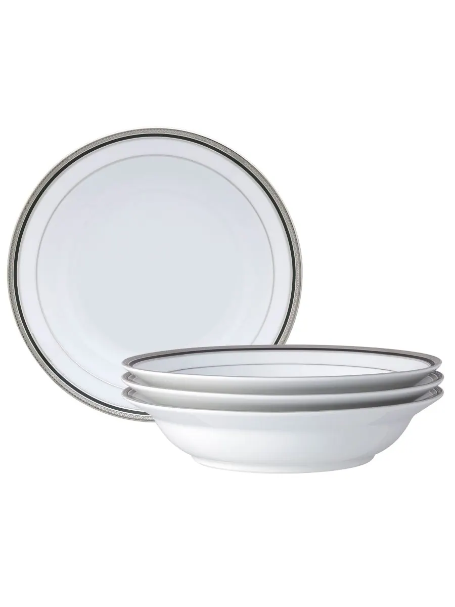 Набор из 4 обеденных тарелок Austin Platinum с ободком, 10 дюймов, 25 унций Noritake — изображение 1 из 4, белый