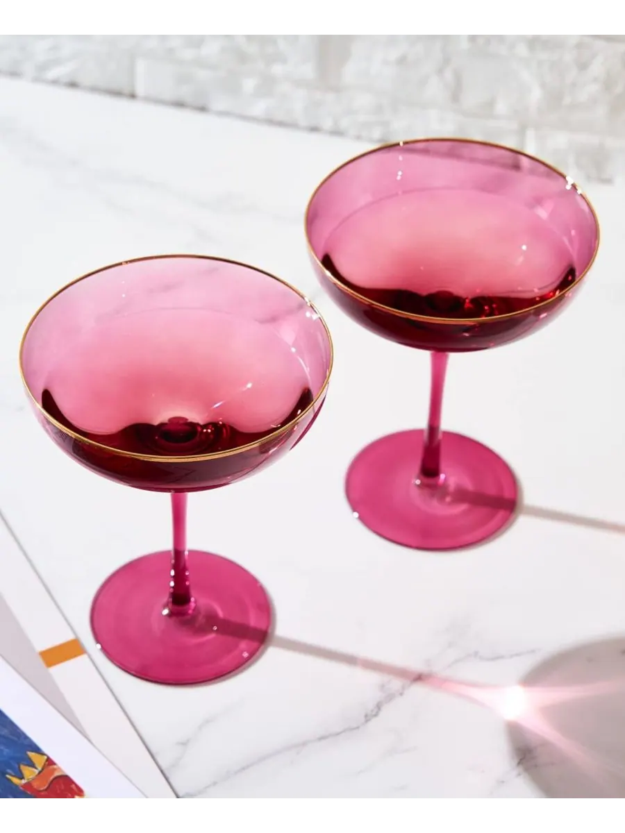 Набор из 2 бокалов-купе с позолоченной окантовкой The Wine Savant — изображение 6 из 6, фиолетовый