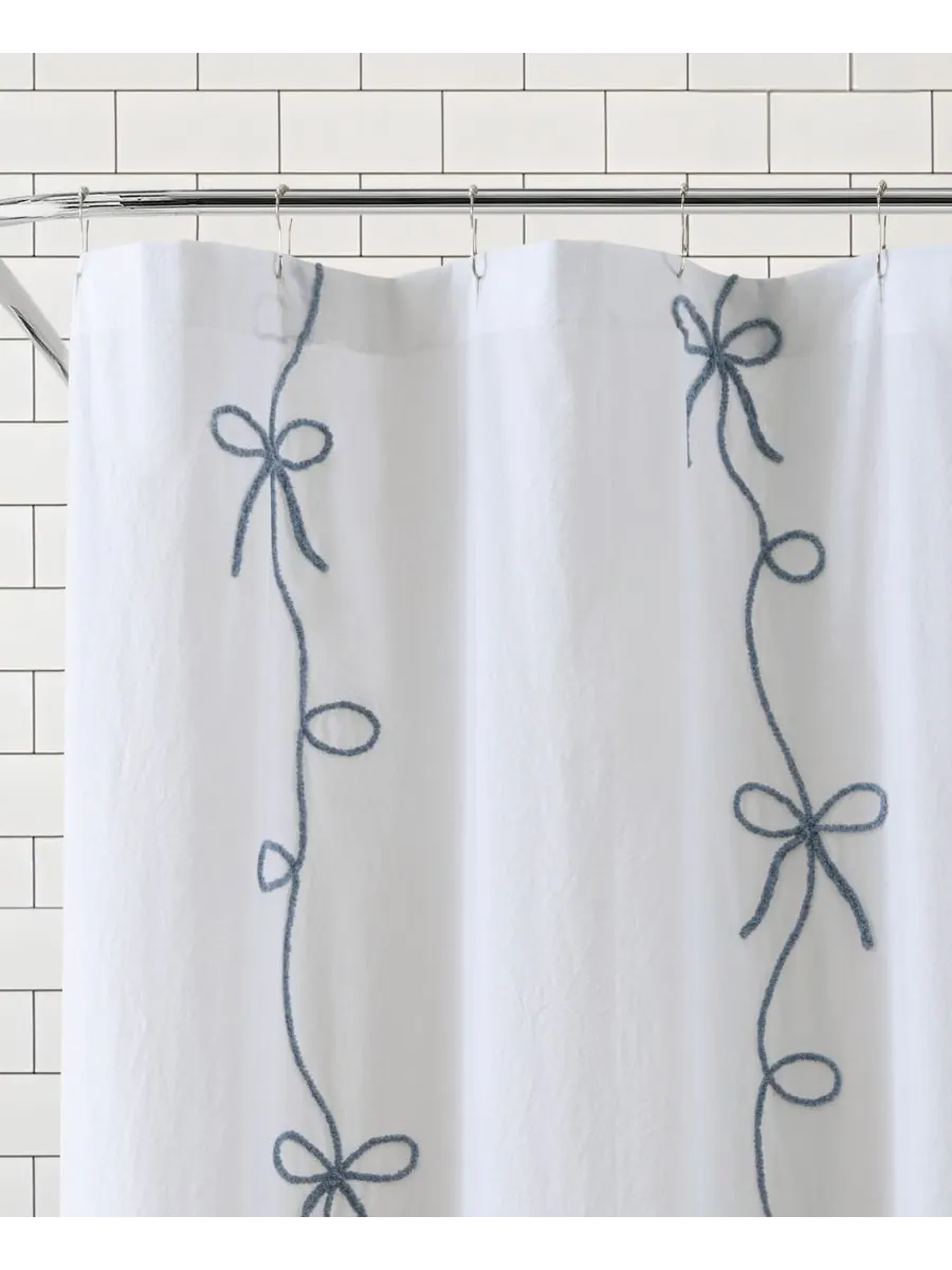 Хлопковая занавеска для душа Sasha Bows, 72" x 72" Peri Home — изображение 2 из 5, синий