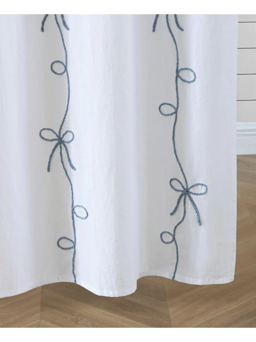 Хлопковая занавеска для душа Sasha Bows, 72" x 72" Peri Home — изображение 3 из 5, синий