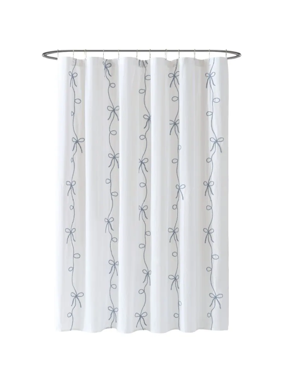 Хлопковая занавеска для душа Sasha Bows, 72" x 72" Peri Home — изображение 5 из 5, синий