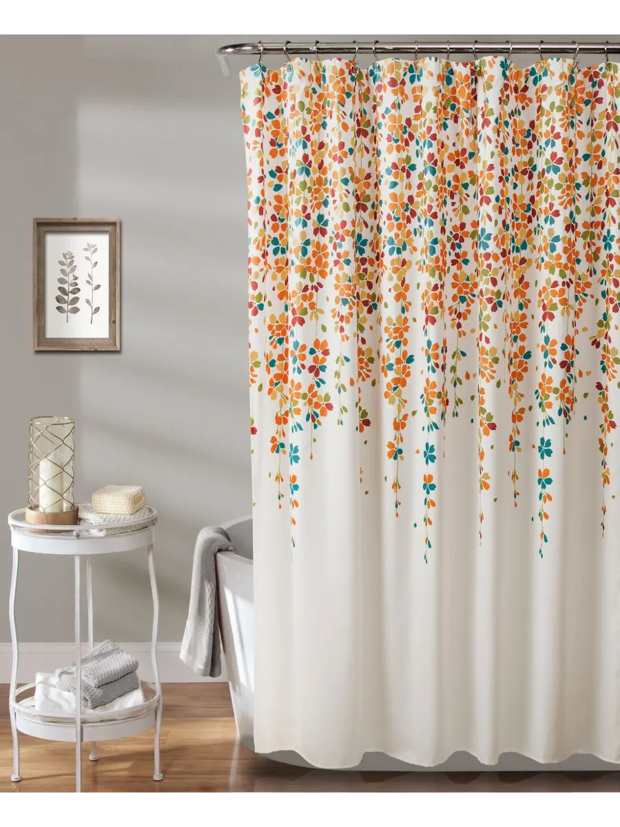 Занавеска для душа с изображением плакучих цветов, 72 x 72 дюйма Lush Décor — изображение 1 из 4, бирюзовый