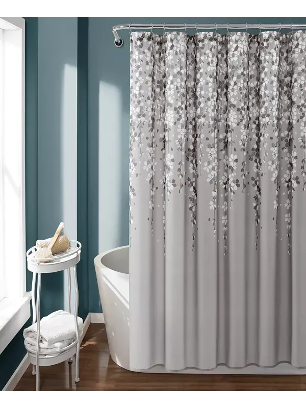 Занавеска для душа с плакучими цветами, 72 x 72 дюйма Lush Décor — изображение 1 из 4, серый