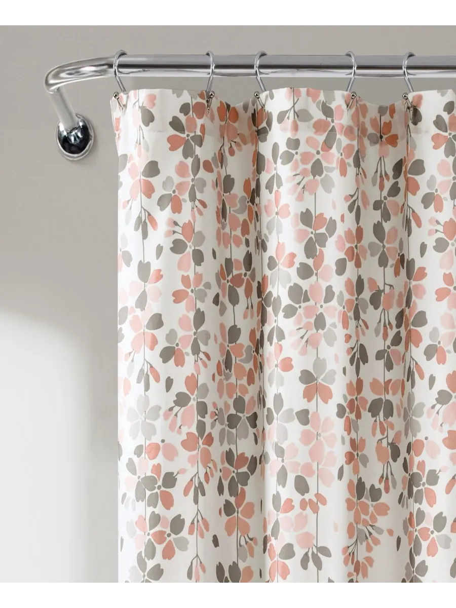 Занавеска для душа с изображением плакучих цветов, 72 x 72 дюйма Lush Décor — изображение 2 из 5, пудровый розовый