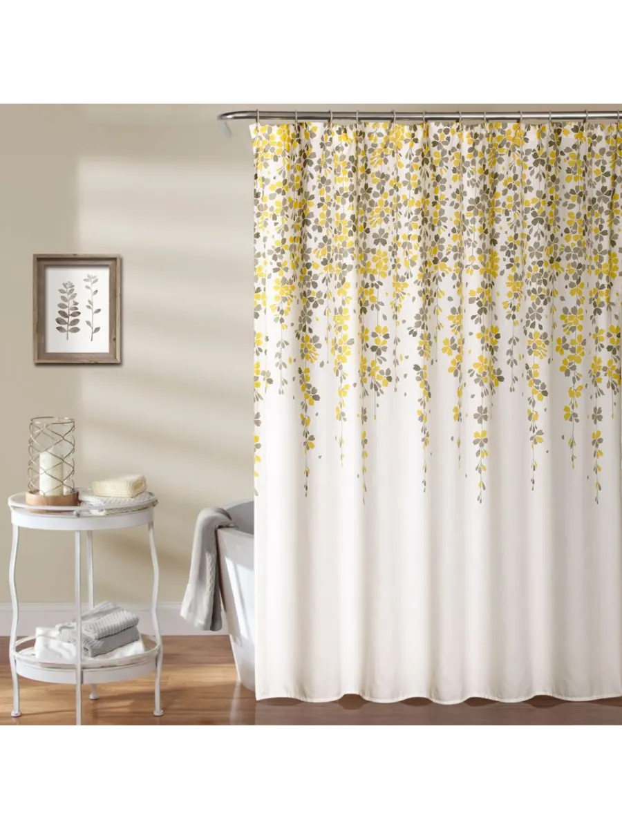 Занавеска для душа с изображением плакучих цветов, 72 x 72 дюйма Lush Décor — изображение 1 из 4, желтый