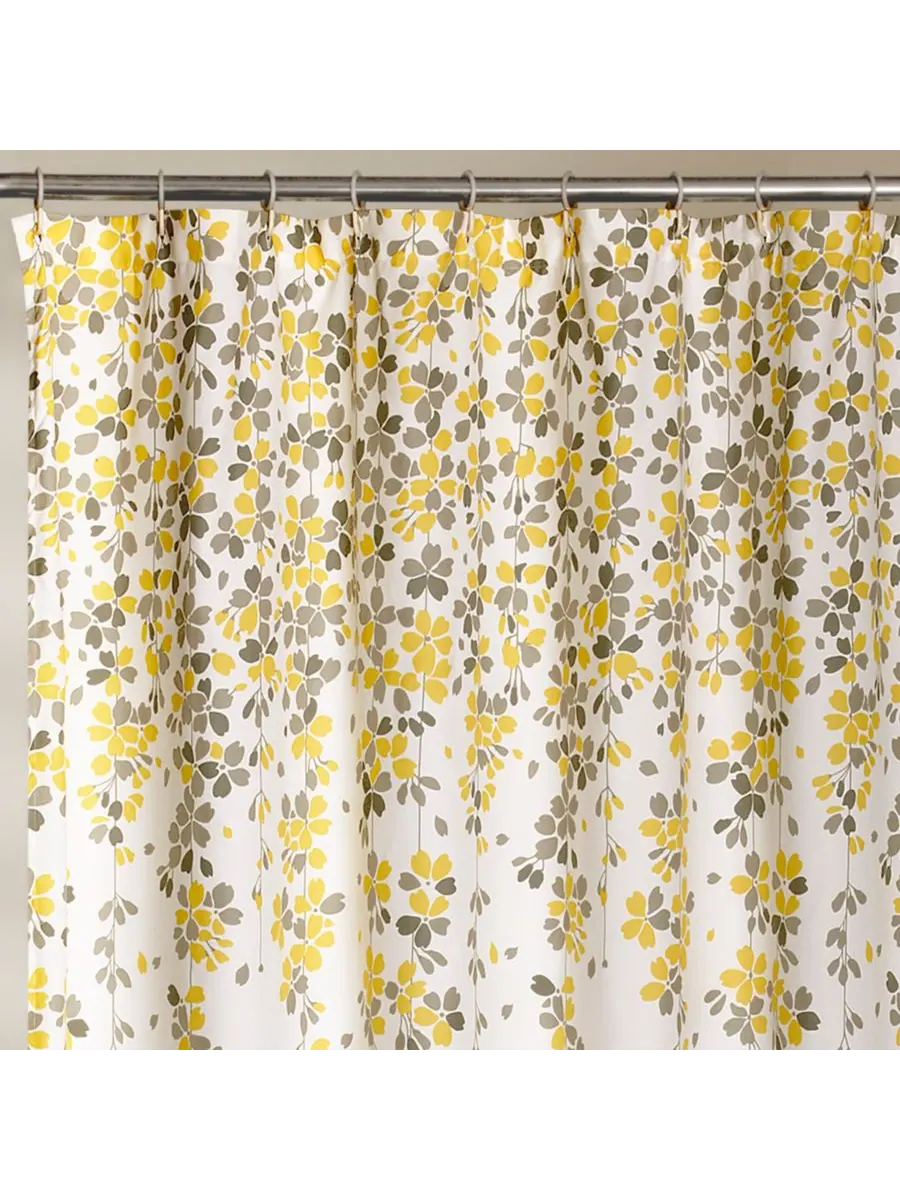 Занавеска для душа с изображением плакучих цветов, 72 x 72 дюйма Lush Décor — изображение 2 из 4, желтый