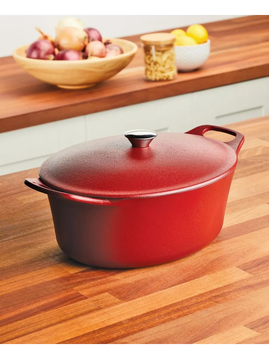 Чугунная кастрюля Nitro объемом 6,5 кварты Rachael Ray — изображение 7 из 9, красный