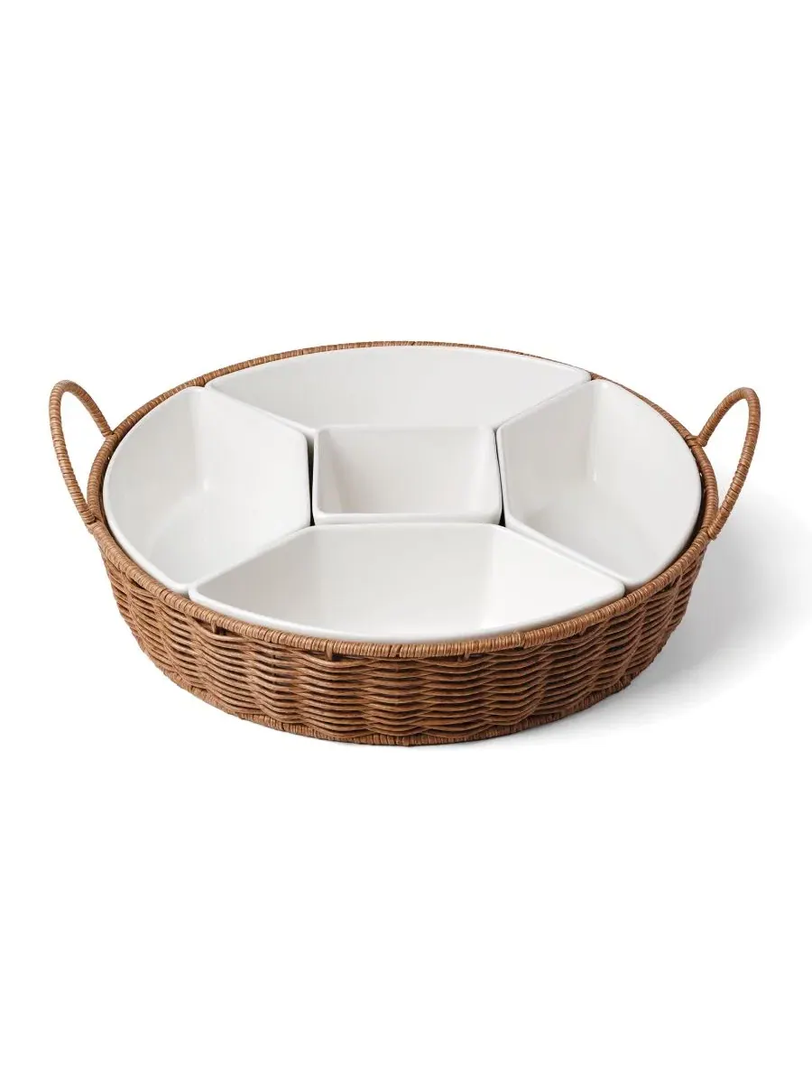 Набор для сервировки Willow & White из 6 предметов, плетеная корзина Oneida — изображение 1 из 7, мульти