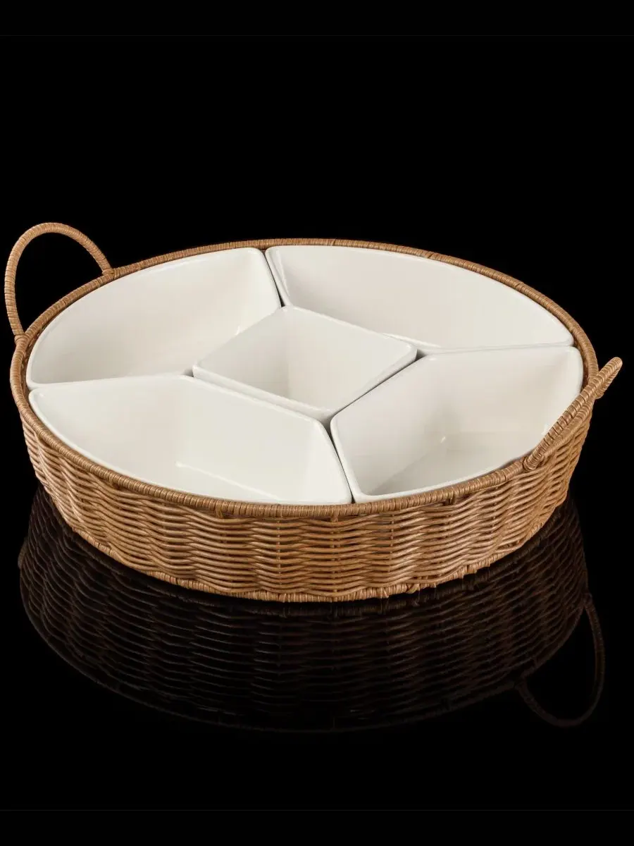 Набор для сервировки Willow & White из 6 предметов, плетеная корзина Oneida — изображение 5 из 7, мульти