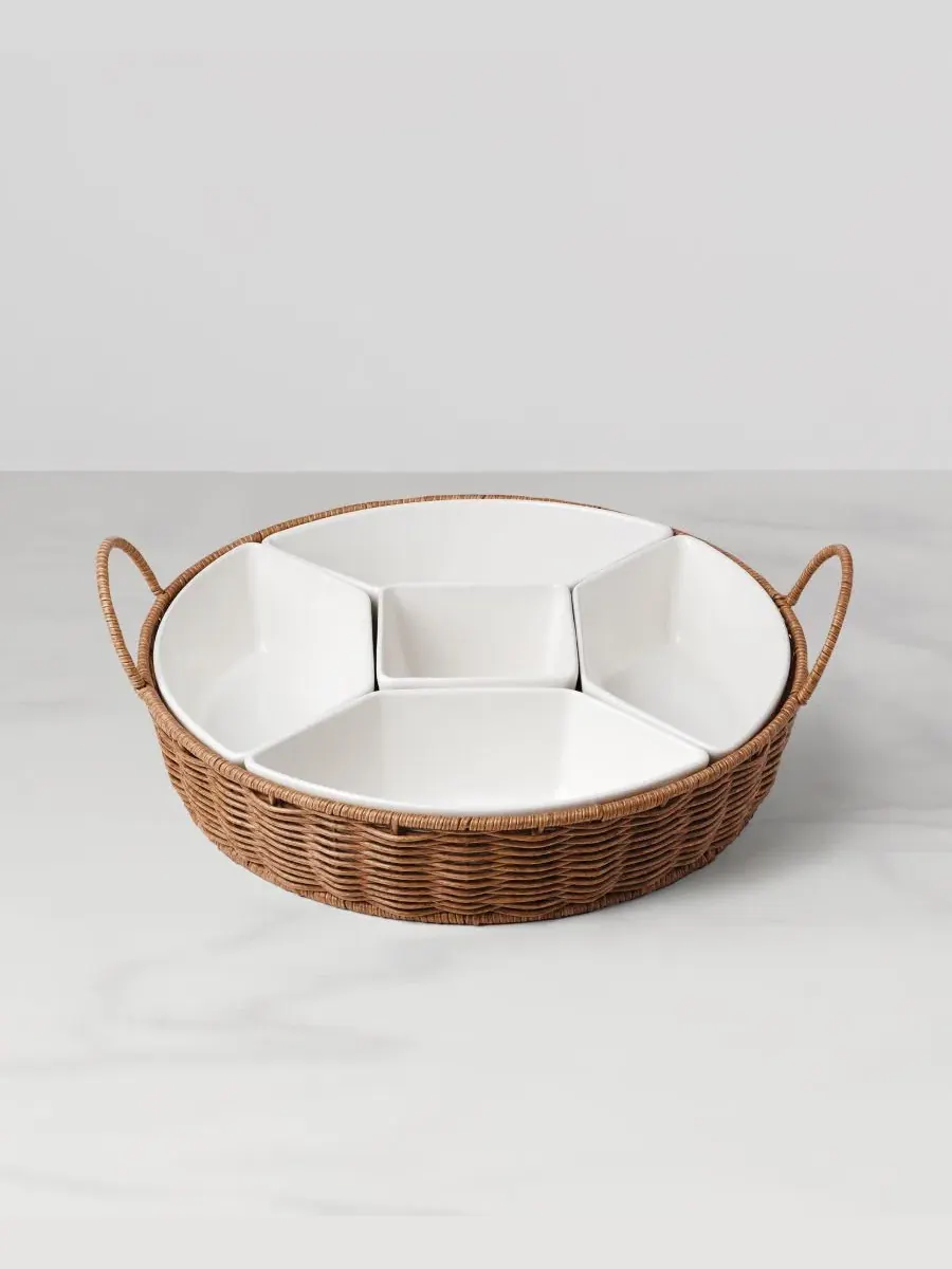 Набор для сервировки Willow & White из 6 предметов, плетеная корзина Oneida — изображение 7 из 7, мульти