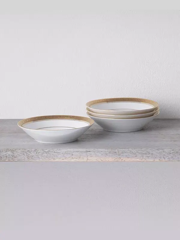 Набор из 4 ваз для фруктов Crestwood Gold, сервиз на 4 персоны Noritake — изображение 2 из 3, белый